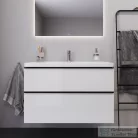 Duravit D-NEO 100x48 cm-es, 2 fiókos alsószekrény-1 csaplyukas mosdó kombináció, csaptelep nélkül, fényes fehér DE012202222