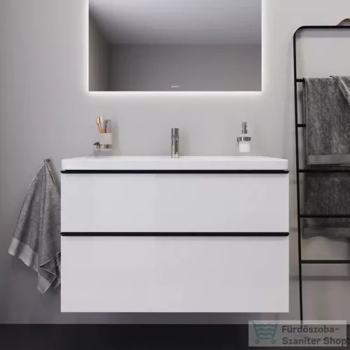 Duravit D-NEO 100x48 cm-es, 2 fiókos alsószekrény-1 csaplyukas mosdó kombináció, csaptelep nélkül, fényes fehér DE012202222