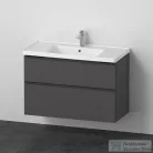 Duravit D-NEO 100x48 cm-es, 2 fiókos alsószekrény-1 csaplyukas mosdó kombináció, csaptelep nélkül, matt grafit DE012204949
