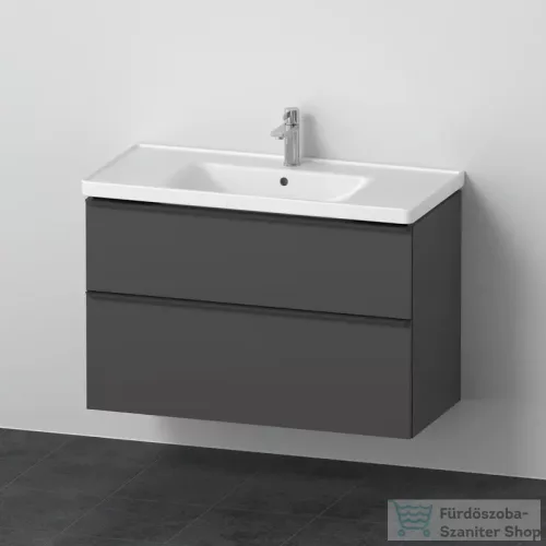 Duravit D-NEO 100x48 cm-es, 2 fiókos alsószekrény-1 csaplyukas mosdó kombináció, csaptelep nélkül, matt grafit DE012204949