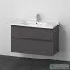 Duravit D-NEO 100x48 cm-es, 2 fiókos alsószekrény-1 csaplyukas mosdó kombináció, csaptelep nélkül, matt grafit DE012204949