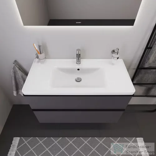 Duravit D-NEO 100x48 cm-es, 2 fiókos alsószekrény-1 csaplyukas mosdó kombináció, csaptelep nélkül, matt grafit DE012204949