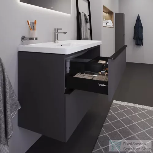 Duravit D-NEO 100x48 cm-es, 2 fiókos alsószekrény-1 csaplyukas mosdó kombináció, csaptelep nélkül, matt grafit DE012204949