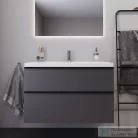 Duravit D-NEO 100x48 cm-es, 2 fiókos alsószekrény-1 csaplyukas mosdó kombináció, csaptelep nélkül, matt grafit DE012204949