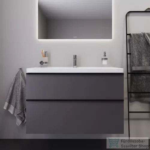 Duravit D-NEO 100x48 cm-es, 2 fiókos alsószekrény-1 csaplyukas mosdó kombináció, csaptelep nélkül, matt grafit DE012204949