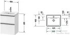 Duravit D-NEO 50x40 cm-es, 2 fiókos alsószekrény-1 csaplyukas mosdó kombináció, csaptelep nélkül, matt fekete tölgy DE0146016160000
