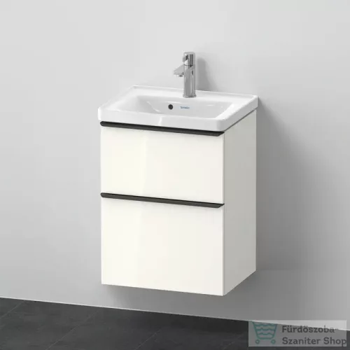 Duravit D-NEO 50x40 cm-es, 2 fiókos alsószekrény-1 csaplyukas mosdó kombináció, csaptelep nélkül, fényes fehér DE0146022220000