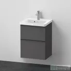 Duravit D-NEO 50x40 cm-es, 2 fiókos alsószekrény-1 csaplyukas mosdó kombináció, csaptelep nélkül, matt grafit DE0146049490000