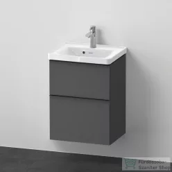   Duravit D-NEO 50x40 cm-es, 2 fiókos alsószekrény-1 csaplyukas mosdó kombináció, csaptelep nélkül, matt grafit DE0146049490000