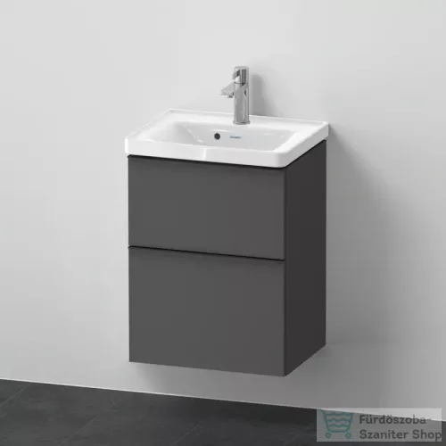 Duravit D-NEO 50x40 cm-es, 2 fiókos alsószekrény-1 csaplyukas mosdó kombináció, csaptelep nélkül, matt grafit DE0146049490000