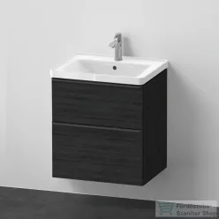   Duravit D-NEO 60x48 cm-es, 2 fiókos alsószekrény-1 csaplyukas mosdó kombináció, csaptelep nélkül, matt fekete tölgy DE0147016160000