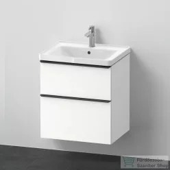   Duravit D-NEO 60x48 cm-es, 2 fiókos alsószekrény-1 csaplyukas mosdó kombináció, csaptelep nélkül, matt fehér DE0147018180000