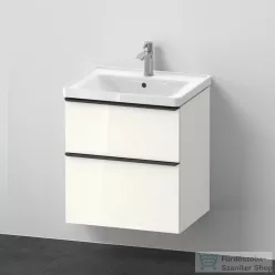   Duravit D-NEO 60x48 cm-es, 2 fiókos alsószekrény-1 csaplyukas mosdó kombináció, csaptelep nélkül, fényes fehér DE0147022220000
