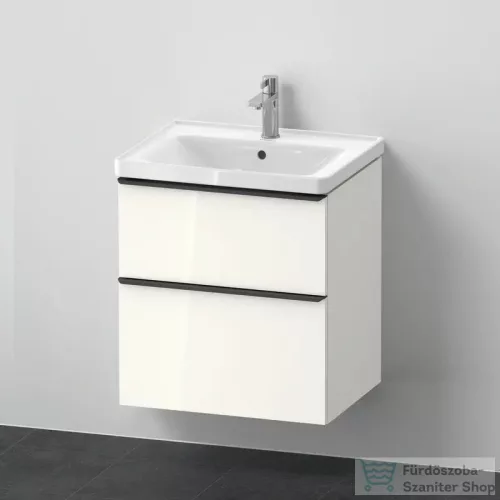 Duravit D-NEO 60x48 cm-es, 2 fiókos alsószekrény-1 csaplyukas mosdó kombináció, csaptelep nélkül, fényes fehér DE0147022220000