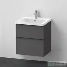 Duravit D-NEO 60x48 cm-es, 2 fiókos alsószekrény-1 csaplyukas mosdó kombináció, csaptelep nélkül, matt grafit DE0147049490000