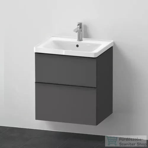 Duravit D-NEO 60x48 cm-es, 2 fiókos alsószekrény-1 csaplyukas mosdó kombináció, csaptelep nélkül, matt grafit DE0147049490000