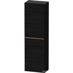   Duravit D-NEO 132x40x24 cm-es 1 ajtós félmagas szekrény csiszolt bronz színű fogantyúval, balos, matt fekete tölgy DE1318L04160000