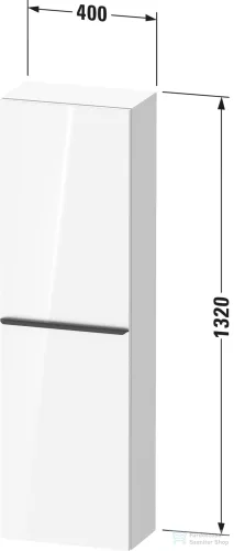 Duravit D-NEO 132x40x24 cm-es 1 ajtós félmagas szekrény arany színű fogantyúval, balos, fényes fehér DE1318L34220000