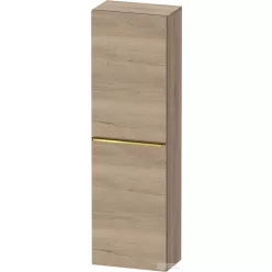   Duravit D-NEO 132x40x24 cm-es 1 ajtós félmagas szekrény arany színű fogantyúval, balos, márványos tölgy DE1318L34550000
