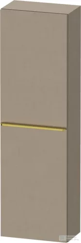 Duravit D-NEO 132x40x24 cm-es 1 ajtós félmagas szekrény arany színű fogantyúval, balos, matt len DE1318L34750000