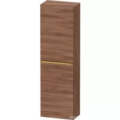   Duravit D-NEO 132x40x24 cm-es 1 ajtós félmagas szekrény arany színű fogantyúval, balos, matt dió DE1318L34790000