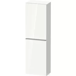   Duravit D-NEO 132x40x24 cm-es 1 ajtós félmagas szekrény rozsdamentes acél hatású fogantyúval, balos, fényes fehér DE1318L70220000