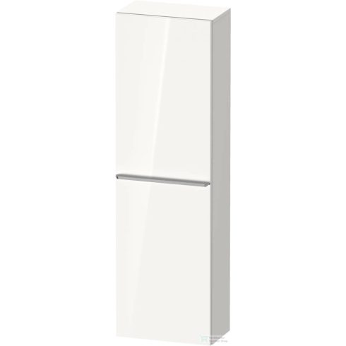 Duravit D-NEO 132x40x24 cm-es 1 ajtós félmagas szekrény rozsdamentes acél hatású fogantyúval, balos, fényes fehér DE1318L70220000