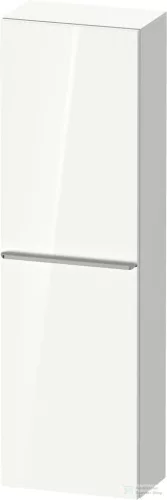 Duravit D-NEO 132x40x24 cm-es 1 ajtós félmagas szekrény rozsdamentes acél hatású fogantyúval, balos, fényes fehér DE1318L70220000