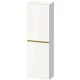 Duravit D-NEO 132x40x24 cm-es, 1 ajtós félmagas szekrény bronz színű fogantyúval, jobbos, fényes fehér DE1318R04220000