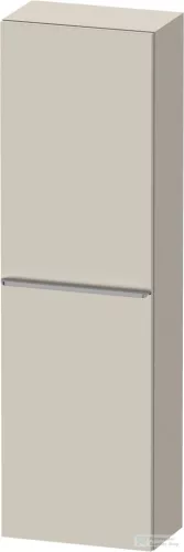 Duravit D-NEO 132x40x24 cm-es 1 ajtós félmagas szekrény rozsdamentes acél hatású fogantyúval, jobbos, matt taupe DE1318R70910000