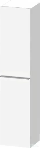 Duravit D-NEO 176x40x36 cm-es 1 ajtós magas szekrény rozsdamentes acél hatású fogantyúval, balos, matt fehér DE1328L70180000