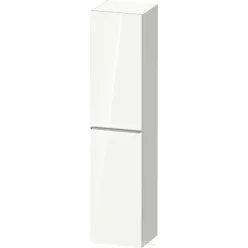   Duravit D-NEO 176x40x36 cm-es 1 ajtós magas szekrény rozsdamentes acél hatású fogantyúval, balos, fényes fehér DE1328L70220000