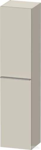 Duravit D-NEO 176x40x36 cm-es 1 ajtós magas szekrény rozsdamentes acél hatású fogantyúval, balos, matt taupe DE1328L70910000