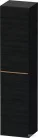 Duravit D-NEO 176x40x36 cm-es 1 ajtós magas szekrény csiszolt bronz színű fogantyúval, jobbos, matt fekete tölgy DE1328R04160000