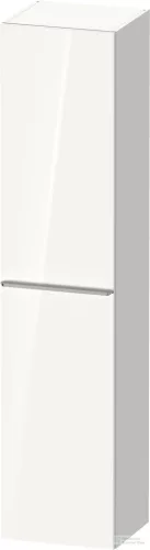 Duravit D-NEO 176x40x36 cm-es 1 ajtós magas szekrény rozsdamentes acél hatású fogantyúval, jobbos, fényes fehér DE1328R70220000
