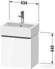 Duravit D-NEO 43,4x32,2 cm-es, 1 ajtós alsószekrény csiszolt bronz színű fogantyúval, mosdó és csaptelep nélkül, balos, matt fekete tölgy DE4217L04160000