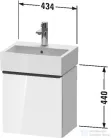 Duravit D-NEO 434 x 322 mm-es 1 ajtós szekrény Vero Air kézmosóhoz,jobbos, White High Gloss Decor DE4217R2222