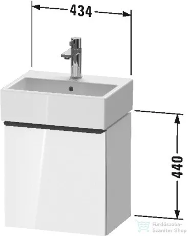 Duravit D-NEO 434 x 322 mm-es 1 ajtós szekrény Vero Air kézmosóhoz,jobbos, White High Gloss Decor DE4217R2222