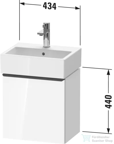 Duravit D-NEO 43,4x32,2 cm-es, 1 ajtós alsószekrény rozsdamentes acél hatású fogantyúval, mosdó és csaptelep nélkül, jobbos, márványos tölgy DE4217R70550000