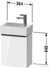 Duravit D-NEO 364x222 mm-es 1 ajtós függesztett szekrény 072438 mosdóhoz,jobbos, White High Gloss Decor DE4218R2222