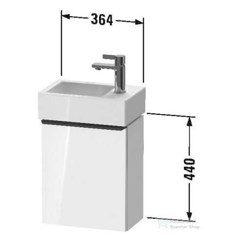 Duravit D-NEO 364x222 mm-es 1 ajtós függesztett szekrény 072438 mosdóhoz,jobbos, White High Gloss Decor DE4218R2222