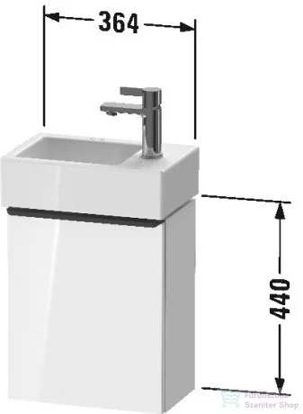 Duravit D-NEO 364x222 mm-es 1 ajtós függesztett szekrény 072438 mosdóhoz,jobbos, White High Gloss Decor DE4218R2222
