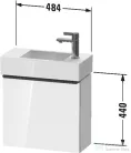 Duravit D-NEO 484x222 mm-es 1 ajtós függesztett szekrény 072450 mosdóhoz,balos, White High Gloss Decor DE4219L2222