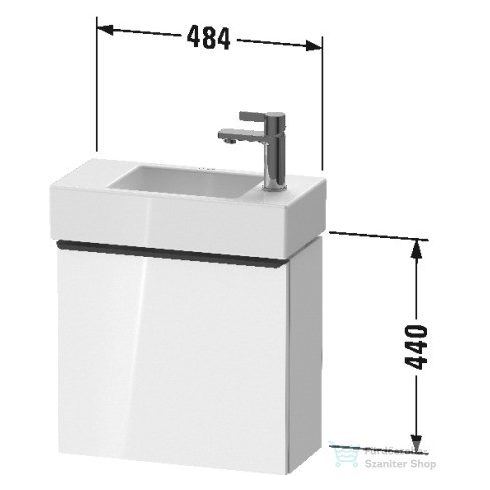 Duravit D-NEO 484x222 mm-es 1 ajtós függesztett szekrény 072450 mosdóhoz,balos, Graphite Matt Decor DE4219L4949