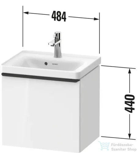 Duravit D-NEO 48,4x37,2 cm-es, 1 fiókos fali szekrény, fekete fogantyúval, 074250XXX mosdóhoz, matt dió DE42480BD790000