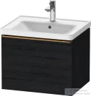 Duravit D-NEO 584x 452 mm-es 1 fiókos függesztett szekrény szálcsiszolt bronz fogantyúval, 236760XXX mosdóhoz, matt fekete tölgy DE4249004160000