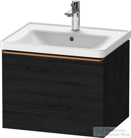 Duravit D-NEO 584x 452 mm-es 1 fiókos függesztett szekrény szálcsiszolt bronz fogantyúval, 236760XXX mosdóhoz, matt fekete tölgy DE4249004160000