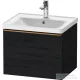 Duravit D-NEO 584x 452 mm-es 1 fiókos függesztett szekrény szálcsiszolt bronz fogantyúval, 236760XXX mosdóhoz, matt fekete tölgy DE4249004160000
