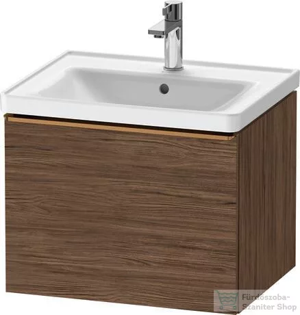 Duravit D-NEO 584x 452 mm-es 1 fiókos függesztett szekrény szálcsiszolt bronz fogantyúval, 236760XXX mosdóhoz, matt sötét dió DE4249004210000