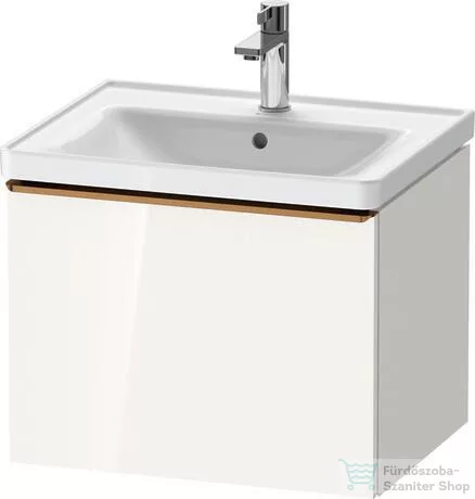 Duravit D-NEO 584x 452 mm-es 1 fiókos függesztett szekrény szálcsiszolt bronz fogantyúval, 236760XXX mosdóhoz, fényes fehér DE4249004220000